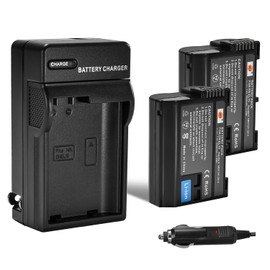 DSTE 2pcs EN-EL15C EN-EL15 Battery + DC113 Travel and Car Charger Adapter Compatible with Nikon 1 V1 Z6 Z7 Z8 Z6II Z7II ZF D500 D600 D780 D800 D850 D800E D810A D750 D7000 D7100 D610 D7200 Camera