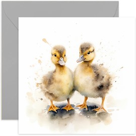 Old English Co. Watercolour Duckling Chicks Greeting Card for Birthday - Cute Birthday Card for Mum, Nan, Her - Wildlife Art Card for Thinking of You, Thank You, Just Because | Blank Inside Envelope