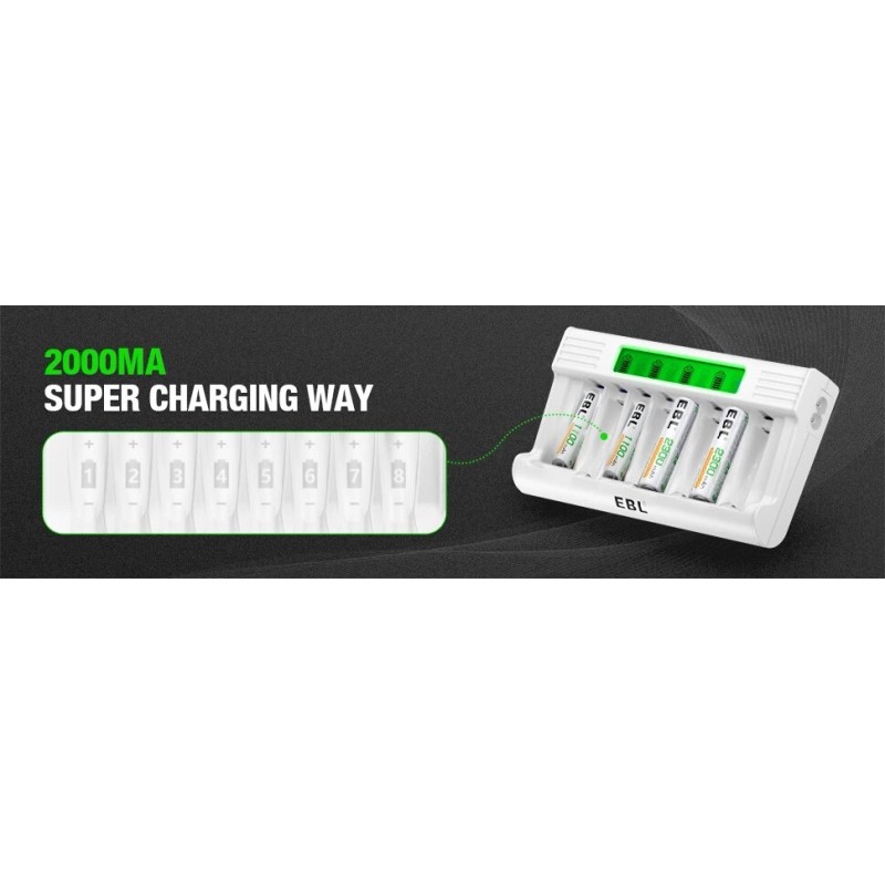 EBL 8-Bay AA AAA Battery Charger for NiMH AA AAA
