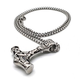 Vikings Viking Necklace Pendant Mjölnir Thor's Hammer Stainless Steel in Jewellery Bag, Stainless Steel