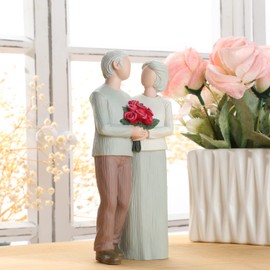 Carracci Loving Elderly Couple Figurines, Wedding Anniversary Statues for Home Decoration, Sculpted Hand-Painted Figures Gifts to Parents Grandparents