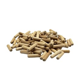 1/4" x 1" - 100 Pack Wooden Dowel Pins - Kiln Dried, Fluted, and Beveled (1/4" x 1", 100pk)