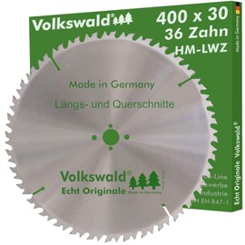 Volkswald ® HM Saw Blade LWZ 400 x 30 mm Z= 36 Circular Saw Blade Alternating Tooth Precision Saw Blade with Chip Deflector for Hardwood Natural Wood Firewood Glued Wood Chop Saw Rocker Saw Table Saw