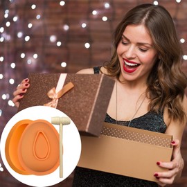 Copzievkae 2PCS Breakable Egg Chocolate Mold, 6 Inch Easter Silicone Mold for Chocolate with 1 Hammer(Orange）
