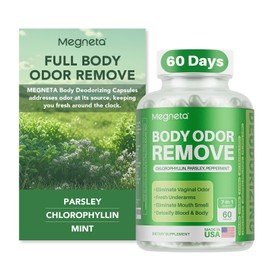 Body Deodorizing Supplement, Natural Internal Odor Control Pills for Men & Women, Chlorophyll Capsules for Skin, Breath, and Gut Health (60 Capsules)