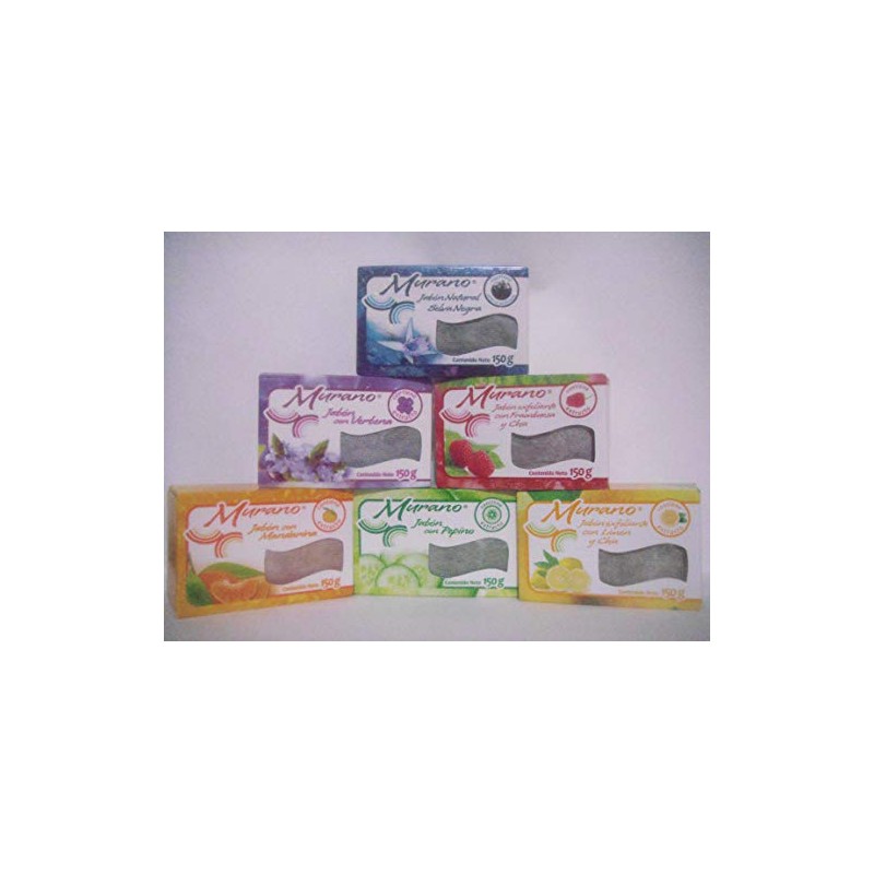 Jabon de Tocador Murano, 6 Jabones de 150g. Aromas Surtidos,