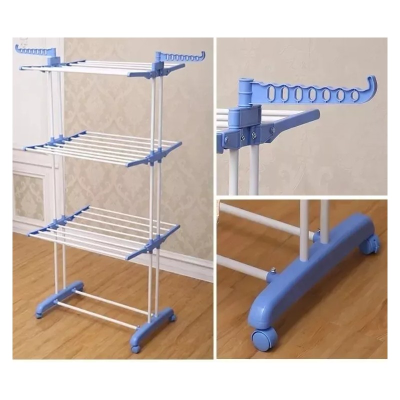 Tendedero De Ropa Plegable Retráctil Practico 3 Niveles