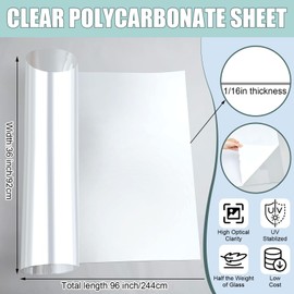 Beeveer Polycarbonate Clear Plastic Sheet 1 Pcs 36" x 96" Flexible Plastic Sheet Panels with UV Coating on Both Sides for Crafts DIY Window Replacement Panes