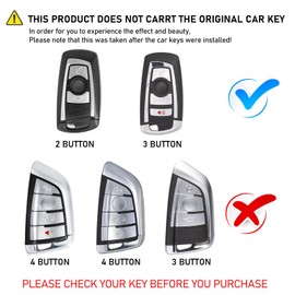 Yumzeco Zinc Alloy Car Leather Key Cover Compatible with 5'F10 5'F11 5'G30 1'F10 3'F30 3'F31 X3'F25 X4'F26 Key Case Cover KeyShell Smart with Keychain Keyless Silver and Brown