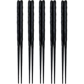 Sunlife Chopsticks Rancarved PBT Chopsticks Made in Japan Dishwasher Safe Black 9.1 inches (23 cm) Set of 5 Pairs