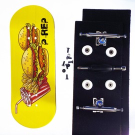P-REP V2 PRO Performance Complete Wooden Fingerboard with Urethane Wheels - Cheesburger 34mm