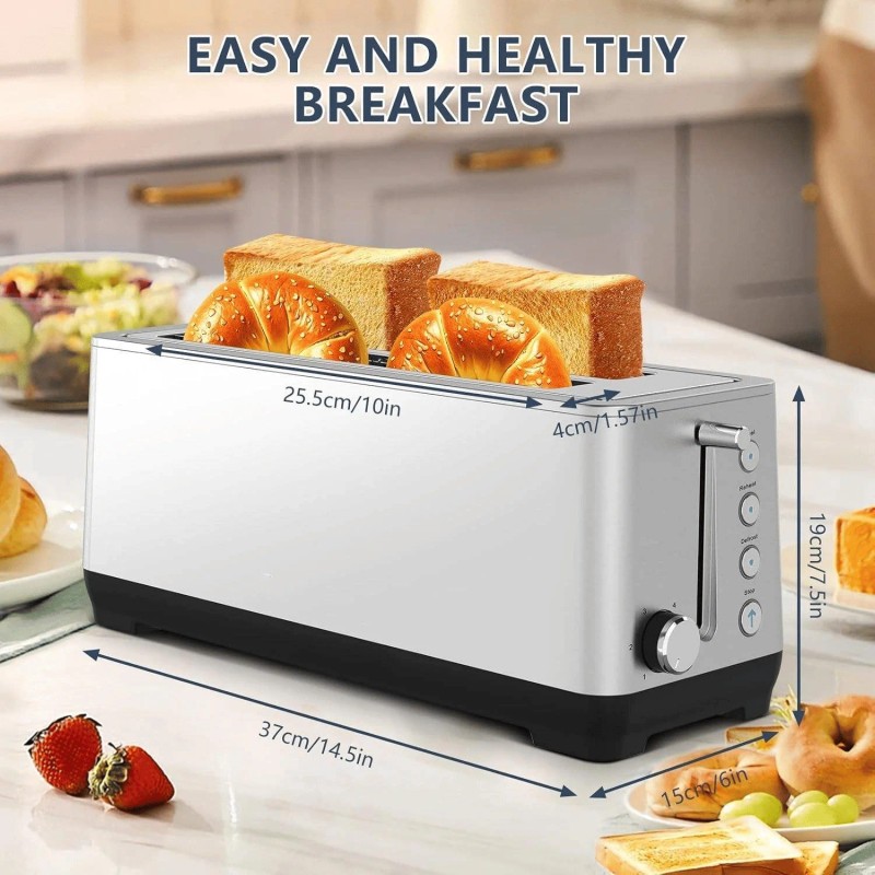 Ultra Wide Long Slot 4-Piece Red Dual Control Toaster 1.5