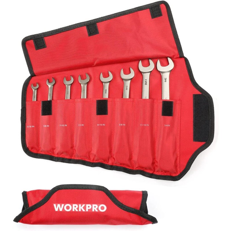WORKPRO 8PCS Flex-Head Ratcheting Combination Wrench SAE Set 5/16"-3/4" 72-Teeth