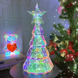 AVEKI Illuminated Christmas Tree Table Lamp, USB Plug-in Colorful Glow Lamp, Rainbow Table Lamp for Party Indoor Home Christmas Decorations (Christmas Tree)