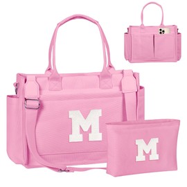 Freesya Monogrammed Tote Bag for 12 13 14 15 16 17 18 19 20 Years Old Women Girls, Birthday Gifts Idea, Gift for Best Friends, Sister, Roommate, Canvas Travel Totes with Zipper, Adjustable Strap