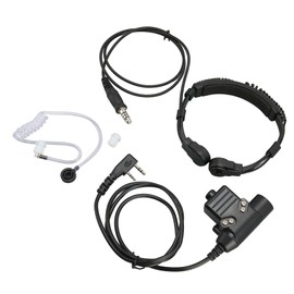 Throat Mic Walkie Talkie Earpiece, Acoustic Tube 2 Way Radio Earpiece with U94 PTT, Tactical Throat Mic Headset for UV 5R BF 888S BF F8HP BF F9 UV 82