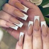 AddFavor French Tip Press on Nails Long Square Fake Nails,