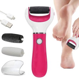 BOMPOW Foot Scrubber Electric Callus Remover Rechargeable Foot File Hard Skin Remover Pedicure Tools Electronic Callus kit for Cracked Heels and Dead Skin with 2 Roller Heads