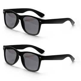 VANANA Classic Retro Sunglasses Vintage Black Square Frame for Men Women Outdoor Fishing Driving Climbing Unisex (Black Matte Frame-Grey Lens, Pack of 2 Pairs)