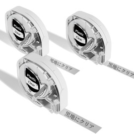 Phomemo P12 P12-Pro Label Tape for LetraTag LT-100H/LT-100H Plus Compatible with LetraTag Label Maker Refill Plastic Tape, 12mm x 4m Black on Clear-3 Pack
