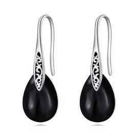 POPLYKE Dangle Earrings for Women Sterling Silver Vintage Teardrop January Drop Earrings Birthday Jewellery Gifts for Her