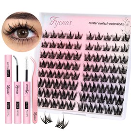 Fyonas Fyonas Manga Lash Clusters Kit Natural Eyelash Clusters Spiky Lash Extension Kit 80Pcs Anime Cluster Eyelash Extensions with Waterproof White Lash Glue and Tweezers DIY at Home (Cutey Kit-B)