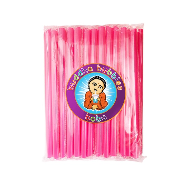 PINK 8" Boba Bubble Tea Straws by Buddha Bubbles Boba 50 Count