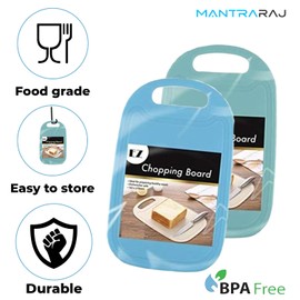 MantraRaj Set of 2 Chopping Board for Kitchen Tops Ideal for Chopping and Preparing Meals Plastic Chopping Board is Essential to Every Home 2X Random Color Be Sent