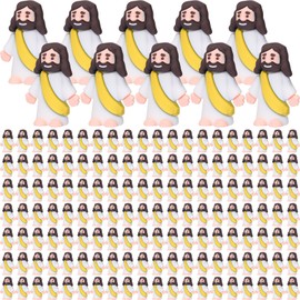 Barydat 300 Pack Mini Jesus Figurines Bulk Tiny Jesus Figures Christ Savior Religious Party Favors Pocket Rubber Toys to Hide and Seek for Easter Church Sunday School Baptism Gifts(Yellow)