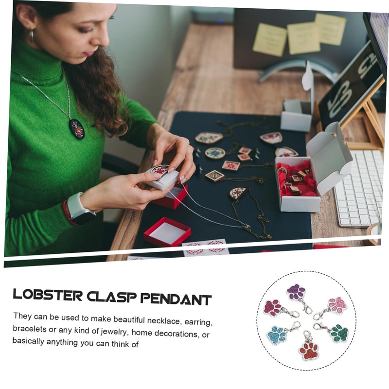 Operitacx 1 Satz Geflochtene Markierung Schnalle Halskettenanhänger Pfotenabdruck Charme Reize