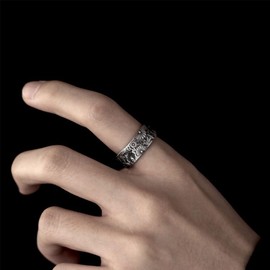 Auriselle Men's Ring Adjustable Totem Andean Spirit Vintage Viking Retro Open Ring Thumb Ring Gothic Punk Jewellery Gifts for Men Boys Father
