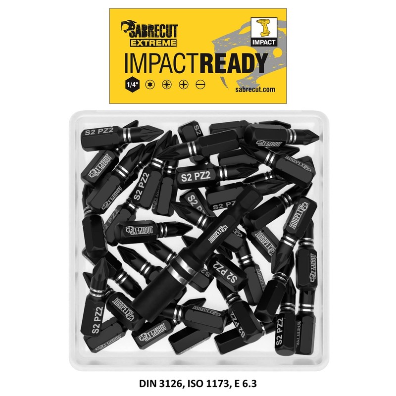 41 x SabreCut SCPA25_41 25mm PZ2 Impact Screwdriver Driver Bits