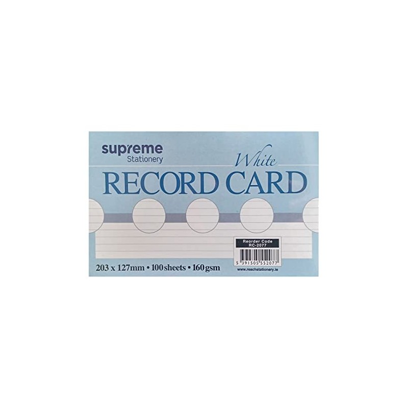 Record Cards White Ruled Index Cards 6mm Lined Margin Revision