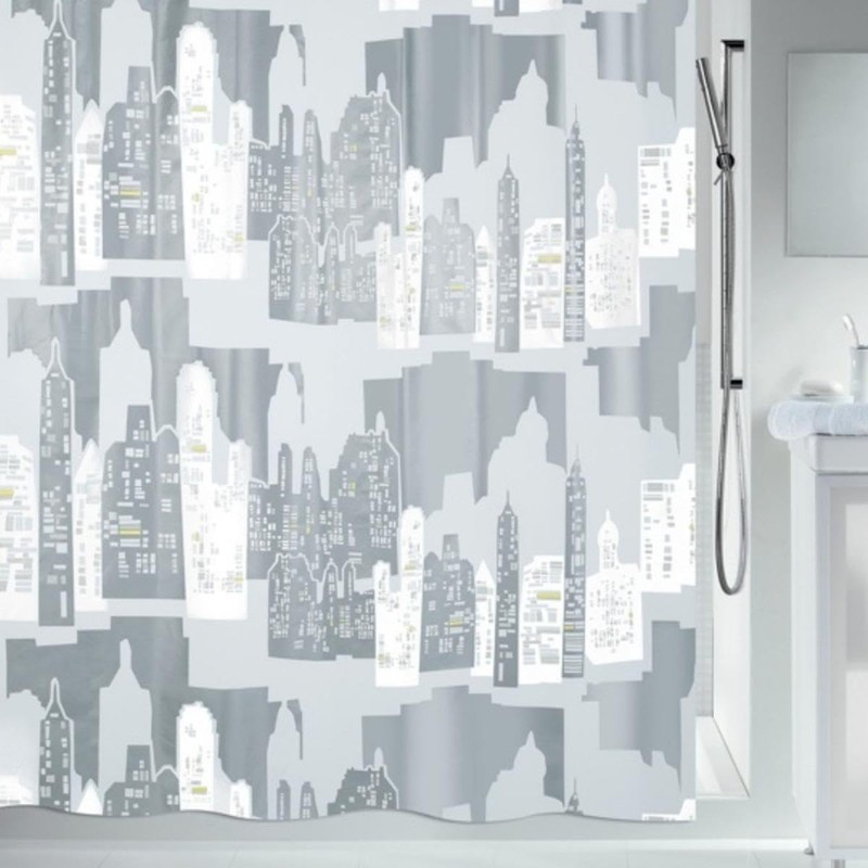Spirella Skyline PEVA Opaque Plastic Shower Curtain, 180 x 200
