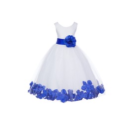 White Tulle Floral Rose Petals Formal Flower Girl Dresses Bridal Gown 302S 6