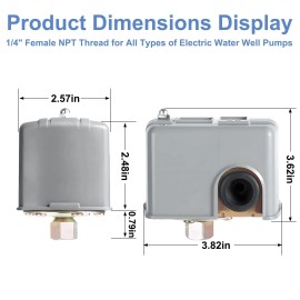 Xlajiao Pressure Switch for Well Pump 40-60 PSI, Water Pressure Switch Adjustable Differ