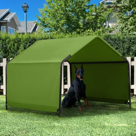 Yokaniwa Dog Shade Shelter Outdoor 4'x4'x3' Tent for Large Medium Dogs, Outside Sun Rain Canopy Pet House for Livestock Pigs Cats with Waterproof Roof Ground Nails,Deep Green