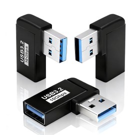 Poyiccot 90 Degree USB 3.2 Adapter, USB Extender 10Gbps Type A Extender Connector, 3-Pack Right Angle Type A Male to Female Extension Adapter for Hard Drive, Laptop