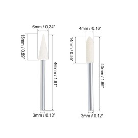 uxcell 6mm 4mm Wool Felt Mounted Points Tapered Polishing Buffing Wheels 24 Pcs