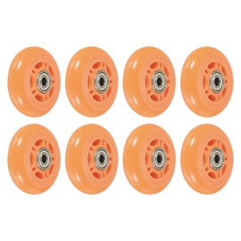 PATIKIL 70mm OD Inline Skate Wheels with Bearings, 8 Pack 82A Roller Skate Wheels Replacement Accessories for Single Row Skate Caster Board Indoor or Outdoor, Orange