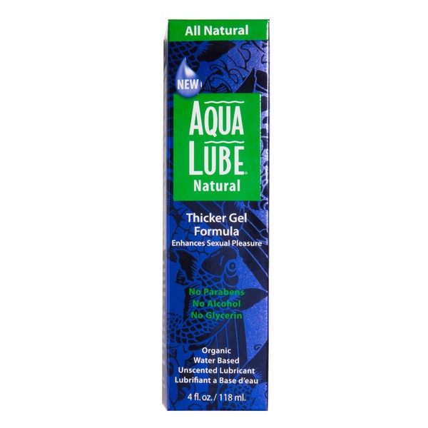Aqua Lube Natural I Organic Water-Based Gel Lubricant I Unscented Gentle Non-Irritating Formula I Compatible with Natural Rubber, Latex, and Polyisoprene Condoms I Doctor Recommended I 4 Fl Oz