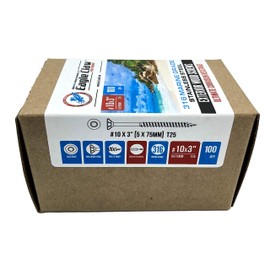 #10 x 3 Inch 316 Marine Grade Stainless Steel Wood Screws 100 Pack T25 Star Drive Type 17 Point for Docks, Decks, Jetties, Fences or Any Coastal Marine Construction by Eagle Claw Fasteners