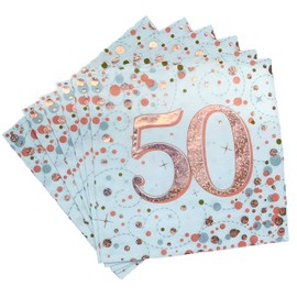 Oaktree Sparkling Fizz 50th Rose Gold 33 cm x 33 cm 3-Ply Napkins, Pack of 16