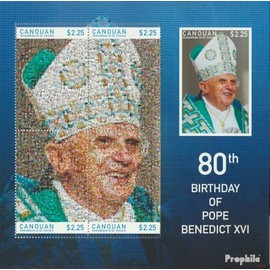 St. Vincent - Canouan 66-70 Sheetlet (complete.issue.) unmounted mint/never hinged ** MNH 2007 Pope Benedikt XVI. (Stamps for collectors) Christianity