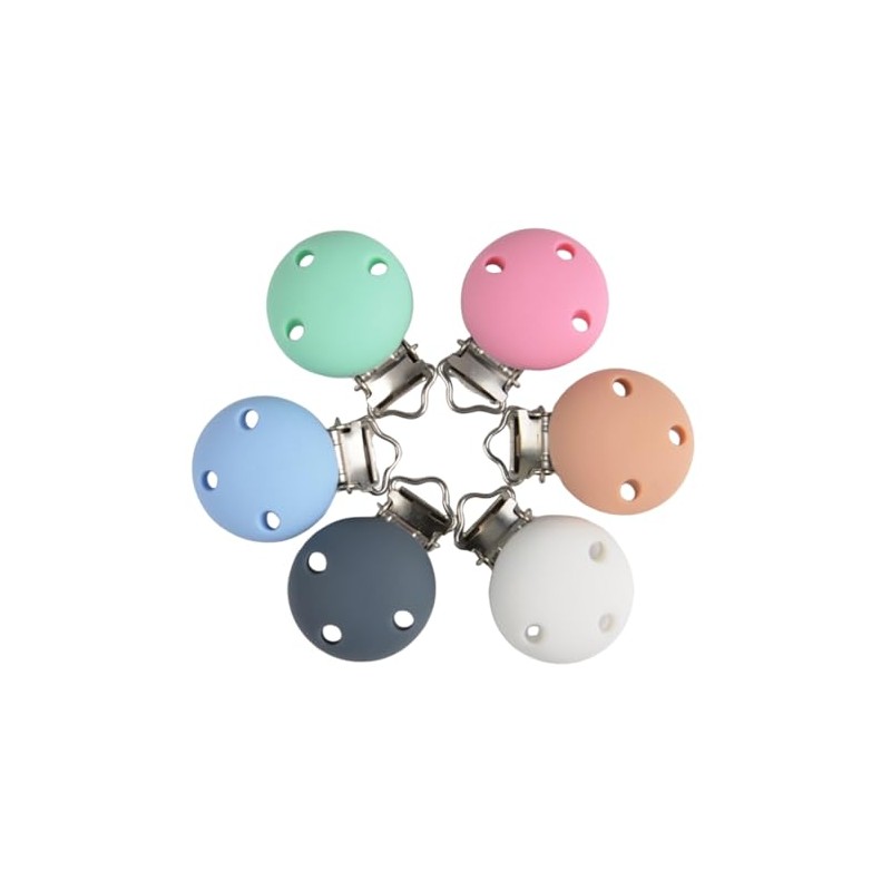 Clips para Chupón de Silicona, 6 Piezas, Multicolor, Accesorios DIY