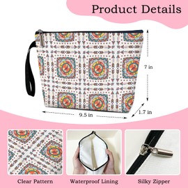 rizotus Boho Makeup Bag Travel Cosmetic Bag, Cosmetic Travel Bags For Women, Appreciation Gifts Birthday Gifts For Bestie Wife, Makeup Bag With Zipper Cosmetic Pouch Skincare Bag Toiletry Bag -A15