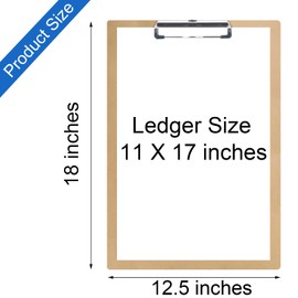 Acocony 11x17 Clipboard Vertical Extra Large Clipboard Hardboard Low Profile Clip 11 x 17 Clipping Board MDF Pack of 1