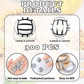 Giegxin 300 Pack Acrylic Beads 12 mm Sports Ball Beads for Bracelets Jewelry Making Necklace Charms Craft Keychain Home Decoration Accessories(Volleyball)