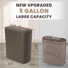 Cesun 5 Gallon Brown Automatic Bathroom Trash Can, Touchless Motion Sensor Garbage Can with Lid, Plastic Slim Cute Wastebasket for Bathroom, Office, rv, Bedroom