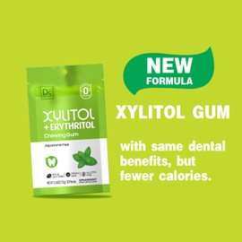 DC24 DAILY CARE Gum, Aspartame Free & Sugar Free Xylitol Chewing Gum with Erythritol, Low-Calorie, Sugarless, Spearmint, 50 Pieces (Pack of 3)